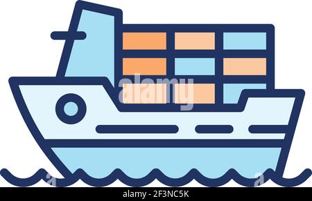 Icona della nave da carico completa. Profilo icona vettore nave carico completo per il web design isolato su sfondo bianco Illustrazione Vettoriale