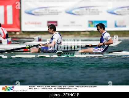 ROWING - WORLD CUP 2008 - MONACO (GER) - 8 TO 11/05/2008 - PHOTO : IGOR MEIJER / DPPI FINAL MEN X2 - LAURENT CADOT ED ERWAN PERON (FRA) / 3RD Foto Stock