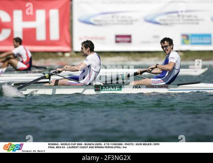 ROWING - WORLD CUP 2008 - MONACO (GER) - 8 TO 11/05/2008 - PHOTO : IGOR MEIJER / DPPI FINAL MEN X2 - LAURENT CADOT ED ERWAN PERON (FRA) / 3RD Foto Stock