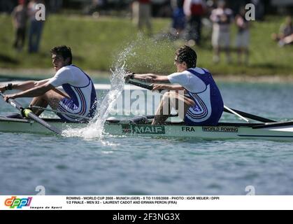 ROWING - WORLD CUP 2008 - MONACO DI BAVIERA (GER) - DAL 8 AL 11/05/2008 - FOTO : IGOR MEIJER / DPPI 1/2 FINALE - UOMINI X2 - LAURENT CADOT ED ERWAN PERON (FRA) Foto Stock