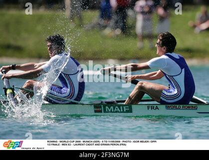 ROWING - WORLD CUP 2008 - MONACO DI BAVIERA (GER) - DAL 8 AL 11/05/2008 - FOTO : IGOR MEIJER / DPPI 1/2 FINALE - UOMINI X2 - LAURENT CADOT ED ERWAN PERON (FRA) Foto Stock