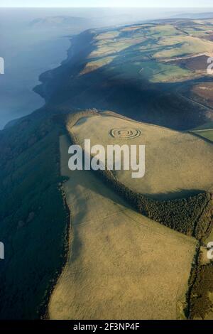 OLD BURROW, Countisbury, Devon. Vista aerea. Fortlet romana e stazione di segnale che si affaccia sul canale di Bristol vicino a Lynmouth, Exmoor. Probabilmente incorporato Foto Stock