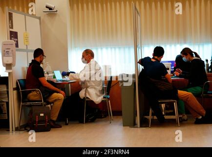 Covid-19 vaccinazioni, NYU Langone Hospital, Manhattan, New York Foto Stock