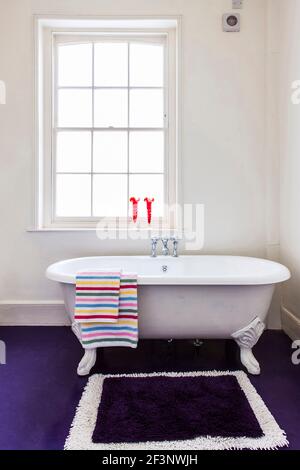 La casa londinese di Victoria Whitbread, co-proprietario di W2 Products Ltd che distribuiscono in modo particolare la gamma di regali Pantone. L'immagine mostra il bagno con Foto Stock