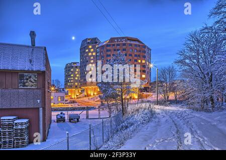 Alto edificio residenziale tre Taarn. Sandnes, Norvegia Foto Stock