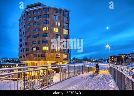 Alto edificio residenziale tre Taarn. Sandnes, Norvegia Foto Stock