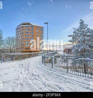 Alto edificio residenziale tre Taarn. Sandnes, Norvegia Foto Stock