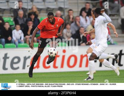 CALCIO - COPPA UEFA 2008/2009 - 2° TURNO DI QUALIFICAZIONE - SECONDA TAPPA - STADE RENNAIS / STABAEK - 28/08/2008 - OLIVIER THOMERT (REN) - PHOTO PASCAL ALLEE / FLASH PRESS Foto Stock