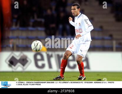 CALCIO - CAMPIONATO FRANCESE 2008/2009 - L1 - FC LORIENT V AS MONACO FC - 07/02/2009 - ADRIANO (LUN) - PHOTO PASCAL ALLEE / FLASH PRESS Foto Stock