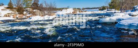 Burleigh Falls Peterborough County Selwyn Ontario Canada in inverno Foto Stock