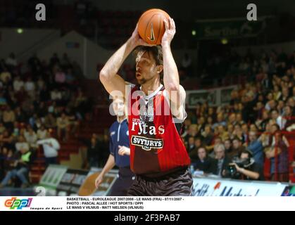 BASKETBALL - EUROLEGA 2007/2008 - LE MANS (FRA) - 07/11/2007 - PHOTO : PASCAL ALLEE / HOT SPORTS / DPPI LE MANS V VILNIUS - MATT NIELSEN (VILNIUS) Foto Stock