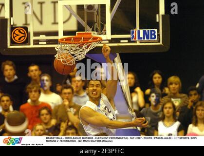 BASKET BALL - EUROLEGA 2007/2008 - CLERMONT-FERRAND (FRA) - 14/11/2007 - PHOTO : PASCAL ALLEE / HOT SPORTS / DPPI ROANNE V FENERBAHCE - (22) MARC SALYERS (ROANNE) Foto Stock