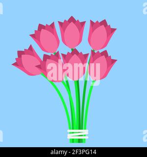 Rosa bouquet di tulipani Illustrazione Vettoriale