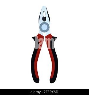 Pinze combinate. Elettricista, addetto alla costruzione e riparatore utensile manuale, illustrazione vettoriale piatta. Illustrazione Vettoriale