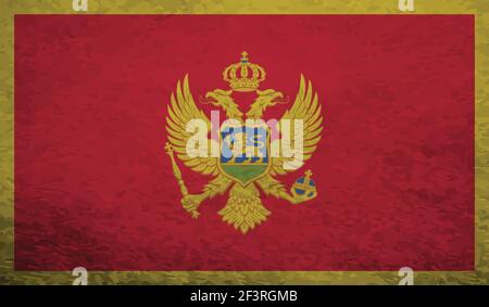 Bandiera del Montenegro con tessitura ondulata di grunge. Sfondo vettoriale. Illustrazione Vettoriale