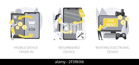 Gadget utilizzati illustrazioni vettoriali astratte concettuali. Illustrazione Vettoriale