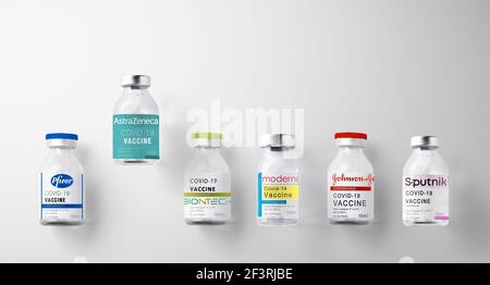 NOVA BANA, SLOVACCHIA - 19 MARZO 2020: Fiale con vaccino covid-19. Foto Stock