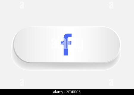 Segno del logo Facebook sul pulsante bianco. Illustrazione Vettoriale