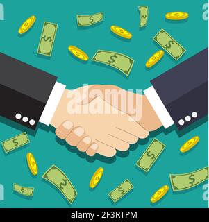 Handshake uomo d'affari in design piatto Illustrazione Vettoriale