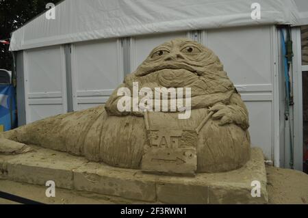 Sculture di sabbia a Sandworld Foto Stock