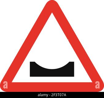 Segnale stradale triangolare in bianco e rosso, isolato su sfondo bianco. Avvertenza di immersione pericolosa Illustrazione Vettoriale