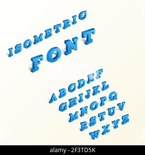 Carattere alfabetico isometrico. Illustrazione Vettoriale