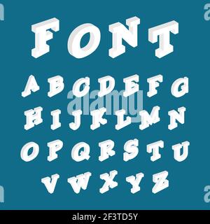 Carattere alfabetico isometrico. Illustrazione Vettoriale