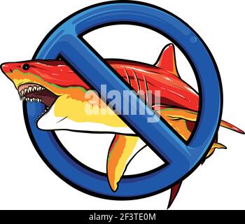 squalo con simbolo di illustrazione vettoriale ban Illustrazione Vettoriale