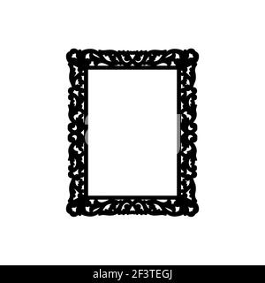 Cornice rettangolare elegante e classica. Silhouette nera. Illustrazione vettoriale Illustrazione Vettoriale