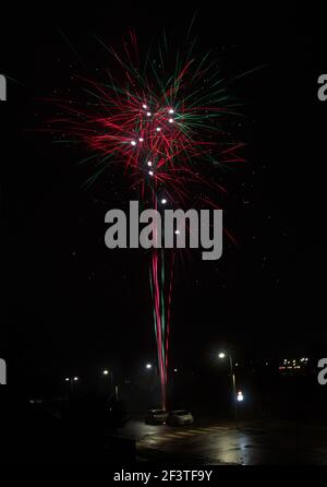 Fuochi d'artificio a Brondby, Danimarca Foto Stock