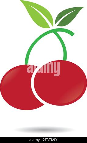 Modello di logo Cherry icona vettoriale disegno di illustrazione Illustrazione Vettoriale