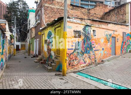 macarena e la sua arte di strada, Bogota, Colombia Foto Stock