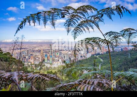 Vista di Bogotà dal San Francisco Trail a Vicachá, Colombia Foto Stock