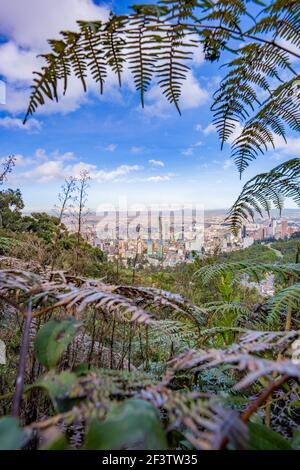 Vista di Bogotà dal San Francisco Trail a Vicachá, Colombia Foto Stock