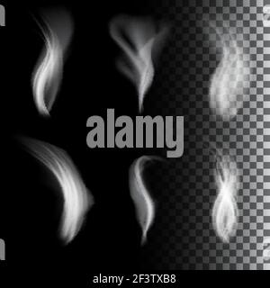 fumo realistico su sfondo nero Illustrazione Vettoriale