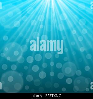 Fondo subacqueo con raggi solari. Illustrazione Vettoriale