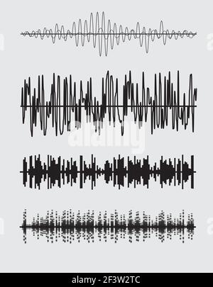 Onde sonore vettoriali impostate. Illustrazione Vettoriale