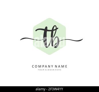 T B TB scrittura a mano della lettera iniziale e logo della firma. Un logo iniziale di calligrafia concettuale con elemento modello. Illustrazione Vettoriale