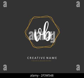 V B VB scrittura a mano della lettera iniziale e logo della firma. Un logo iniziale di calligrafia concettuale con elemento modello. Illustrazione Vettoriale