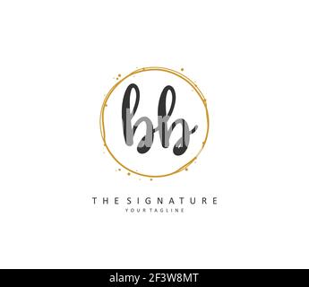 BB scrittura a mano della lettera iniziale e logo della firma. Un logo iniziale di calligrafia concettuale con elemento modello. Illustrazione Vettoriale