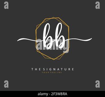BB scrittura a mano della lettera iniziale e logo della firma. Un logo iniziale di calligrafia concettuale con elemento modello. Illustrazione Vettoriale
