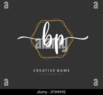Firma e scrittura della lettera iniziale BP. Un logo iniziale di calligrafia concettuale con elemento modello. Illustrazione Vettoriale