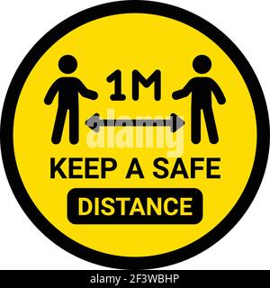 Keep Social Distance Floor Stickers Social Distancing Keep your Distance Stand here Line Crowd Control Floor Stickers Decals. Illustrazione Vettoriale