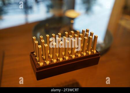 Primo piano alfabeto inglese francobolli in gomma Foto Stock