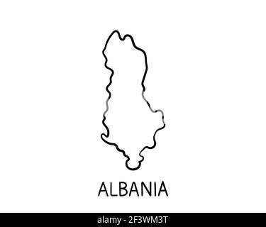 Illustrazione della mappa dell'Albania disegnata a mano Foto Stock