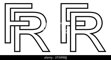 Simbolo del logo fr e simbolo rf lettere interlacciate r, F logo vettoriale rf, fr prima lettera maiuscola modello alfabeto r f Illustrazione Vettoriale