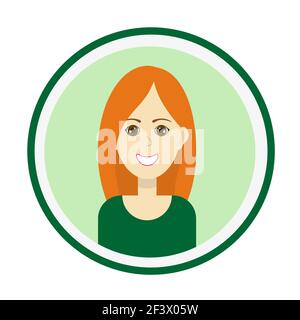 Faccia sorridente della ragazza con lunghi capelli rossi non allacciati Illustrazione Vettoriale