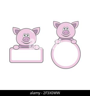 Cornice di maiale vuota per foto o testo di bambino Illustrazione Vettoriale