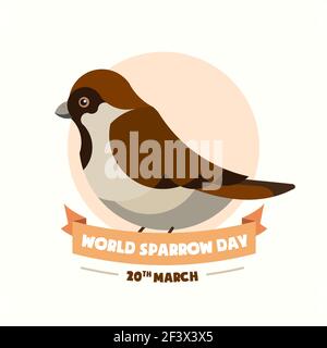 Poster del World Sparrow Day 20 marzo, vettore banner illustrazione uccelli Illustrazione Vettoriale