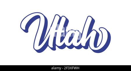 Testo UTAH disegnato a mano. Vintage 3D, scritta retrò per poster, adesivo, volantino, intestazione, scheda, abbigliamento, usura Illustrazione Vettoriale